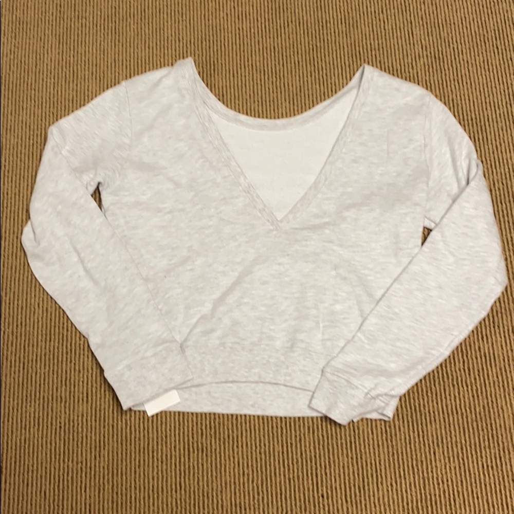 Joah Brown Light Gray V-Neck Pullover Sweatshirt